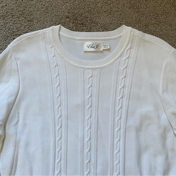 Eliza J ~ White Fit and Flare Midi Dress ~ Flared Sleeve ~ Knit Look ~ Size XXL - Picture 5 of 8